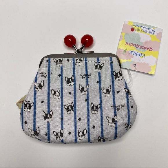 NWT GAMAGUCHI -- WOMANS GRAY FABRIC COIN PURSE: BOSTON TERRIER / FRENCH … - Picture 3 of 6
